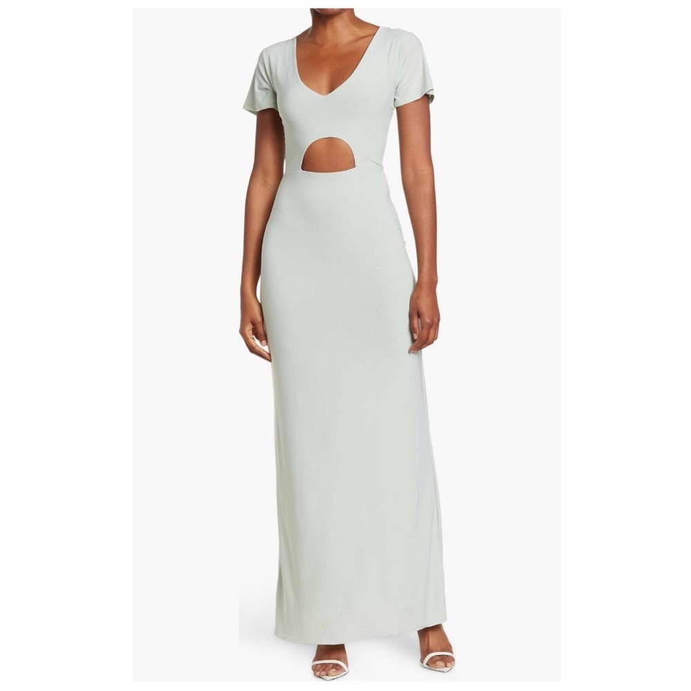 Love by Design Sage Green Cutout Maxi Dress | Evening Chic Minimalist Size Large